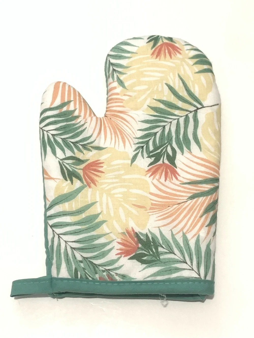 Tropical Leaf Oven Mitt in Green and Cream
